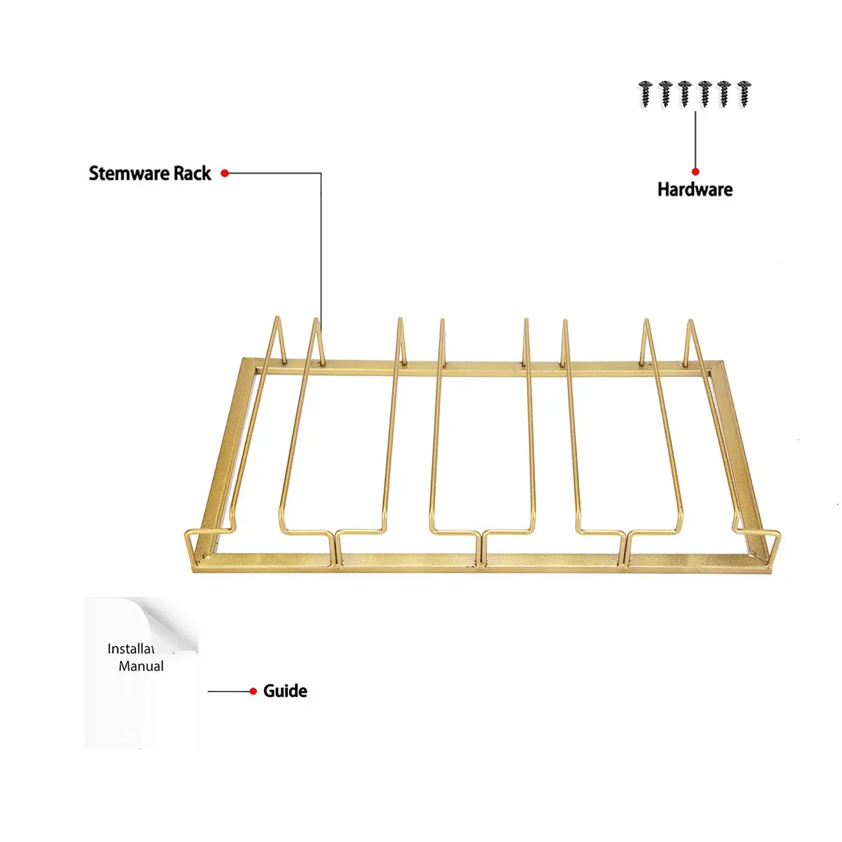 FOMANSH Gold Stemware Rack 15.8×9×2.36 inch | Space-Saving Kitchen Organizer - view 6