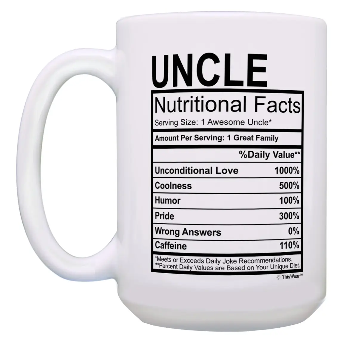 ThisWear Aunt Uncle Nutritional Facts Label 15oz Coffee Mug - 2 Pack | Funny Gift for Aunt & Uncle - view 3