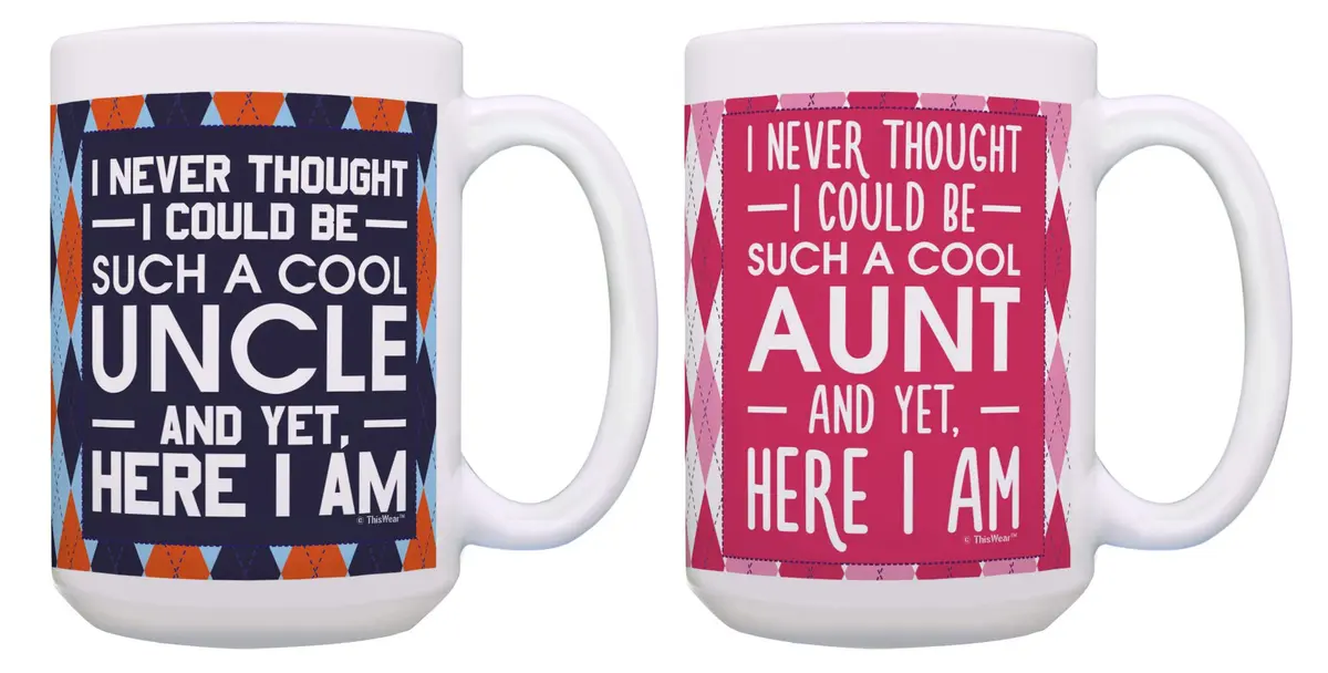 ThisWear Uncle Aunt Bundle Never Thought Be Cool 15oz Coffee Mug - 2 Pack | Large 15 Ounce Ceramic Drinkware - main product image