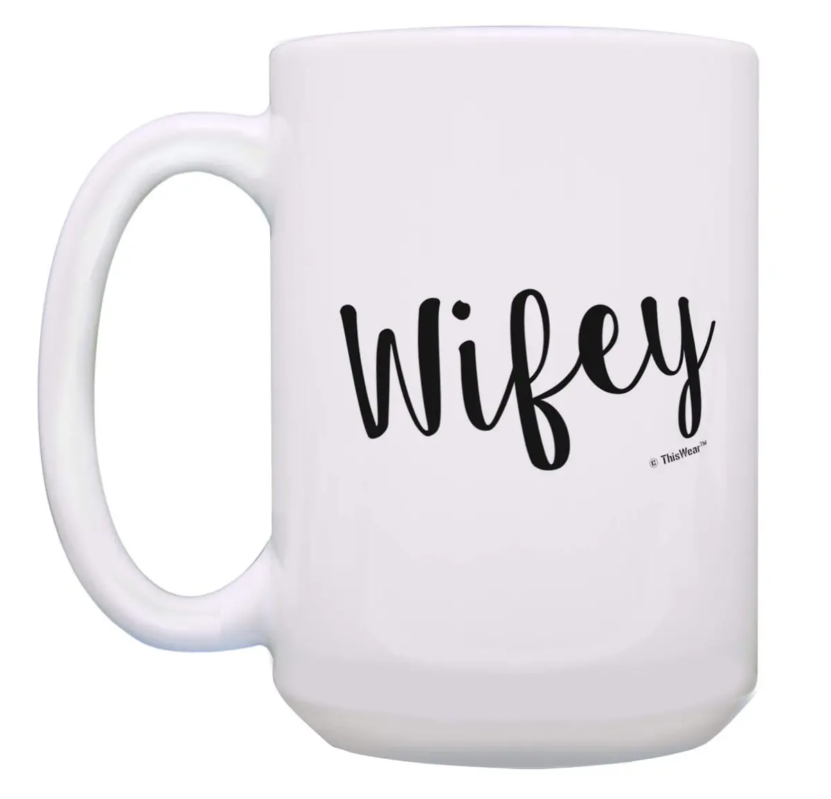 ThisWear Hubby & Wifey Wedding 15oz Coffee Mug - 2 Pack | Large Ceramic Couple Mugs for Wedding Gift - view 3