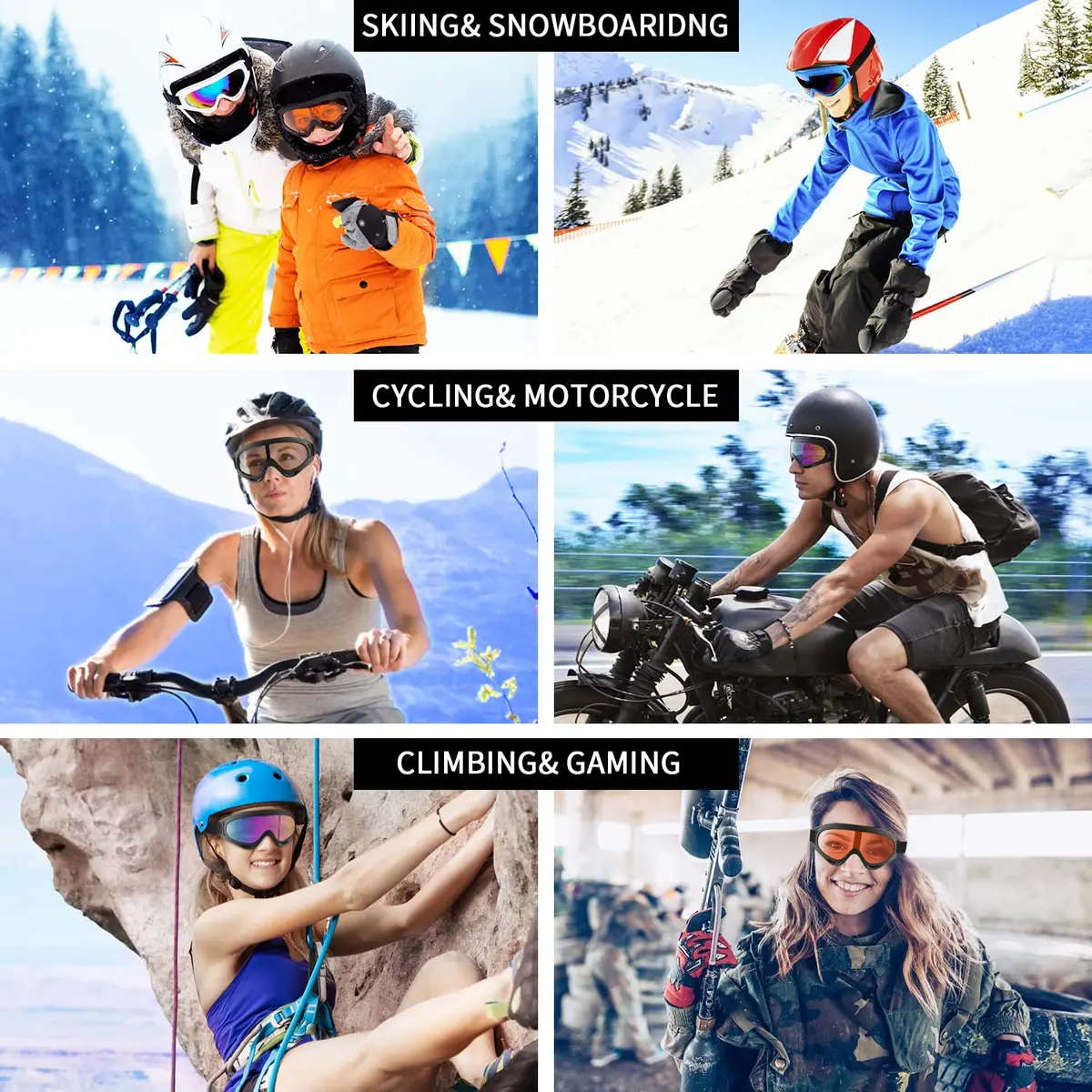 COOLOO Ski Goggles 2 Pack with Clear Lenses & Anti-Fog Coating | Unisex Adult & Kid Snowboard Goggles with Helmet Compatibility - view 6