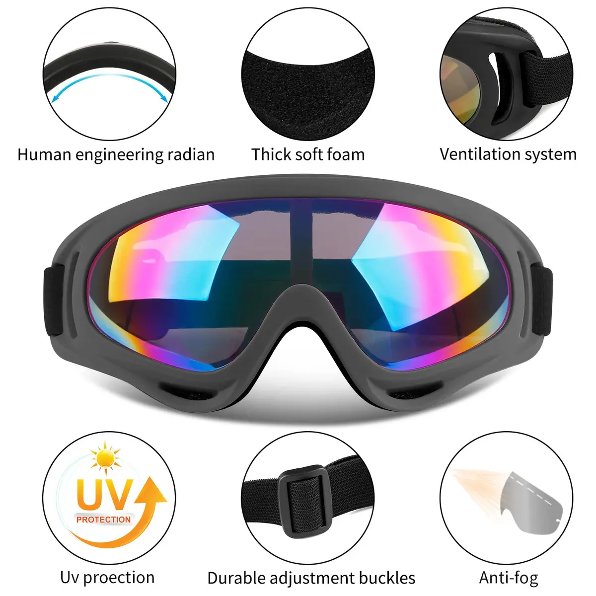 COOLOO Ski Goggles 2 Pack with Clear Lenses & Anti-Fog Coating | Unisex Adult & Kid Snowboard Goggles with Helmet Compatibility - view 2