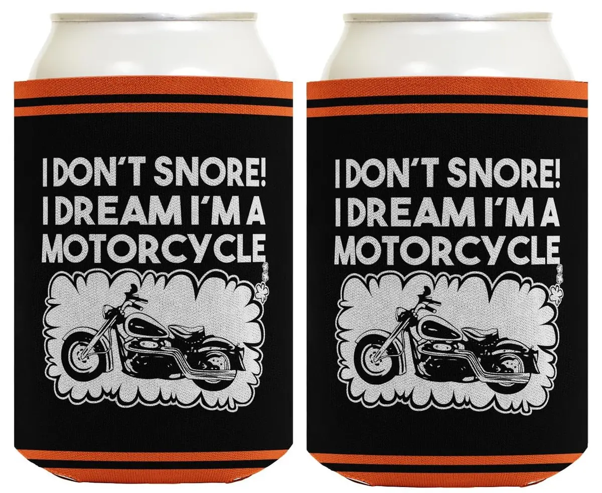 ThisWear Don't Snore Dream I'm Motorcycle Can Drink Coolers 2-Pack | Insulated Beverage Sleeve for Ice-Cold Drinks - main product image