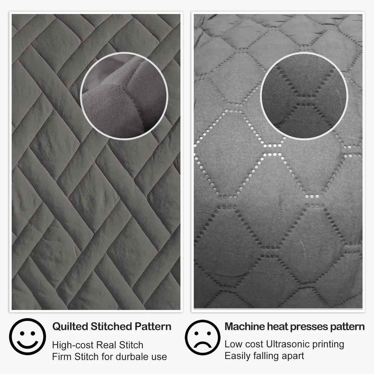HORIMOTE HOME Quilt Set King Size Grey | Classic Geometric Diamond Pattern, Ultra Soft Microfiber, All Season Lightweight Bedspread Coverlet - view 6