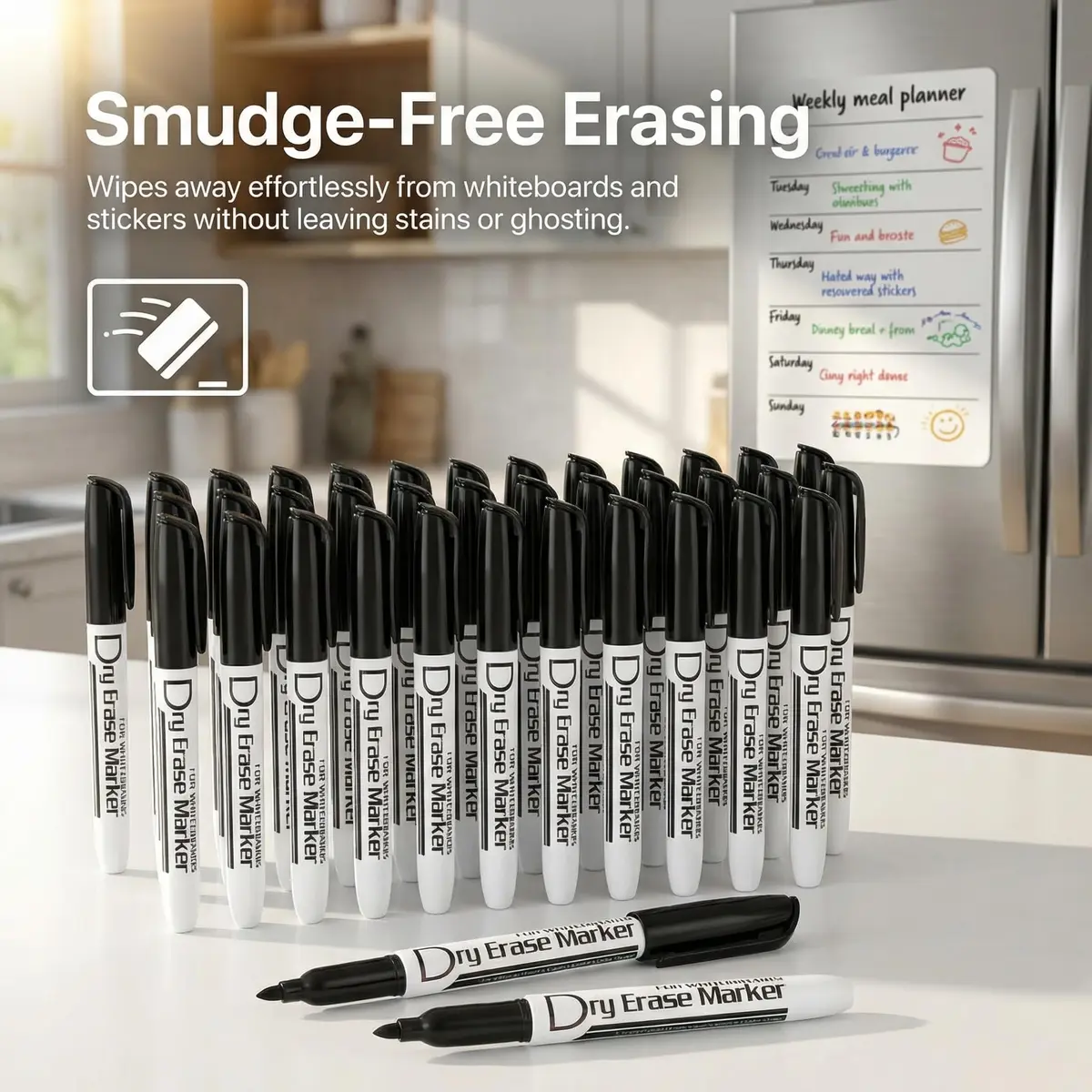 Volcanics Black Dry Erase Markers, Fine Tip, Low Odor, 80 Pack | Vivid, Quick-Drying, Water-Based Ink - view 2
