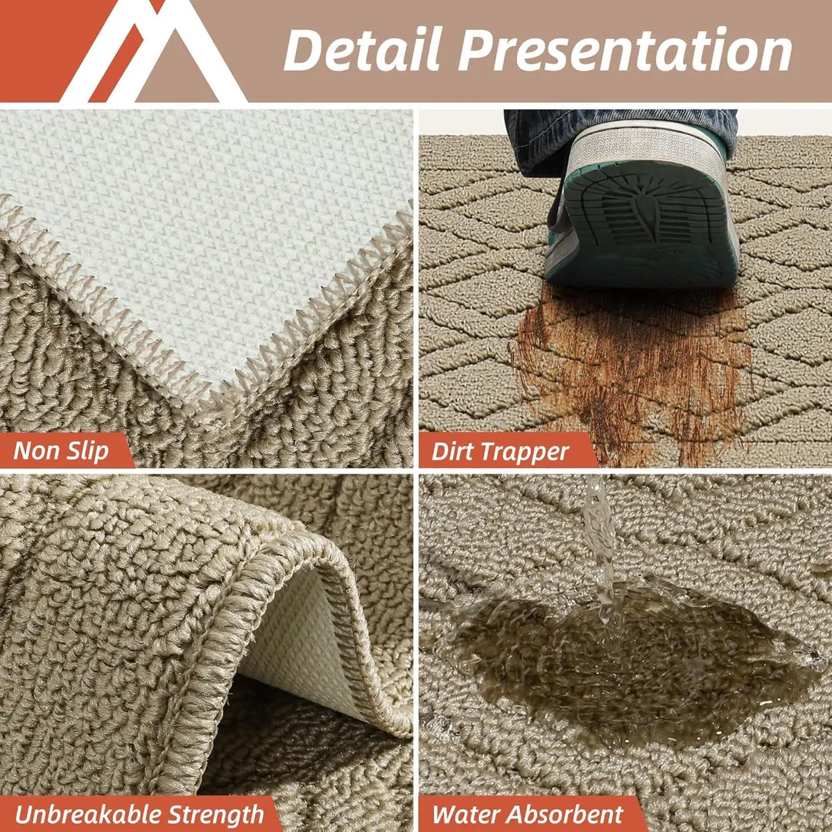 COSY HOMEER Kitchen Rug Mats 48x20/30x20 Inch Beige | Non-Slip Washable Floor Cover - view 5