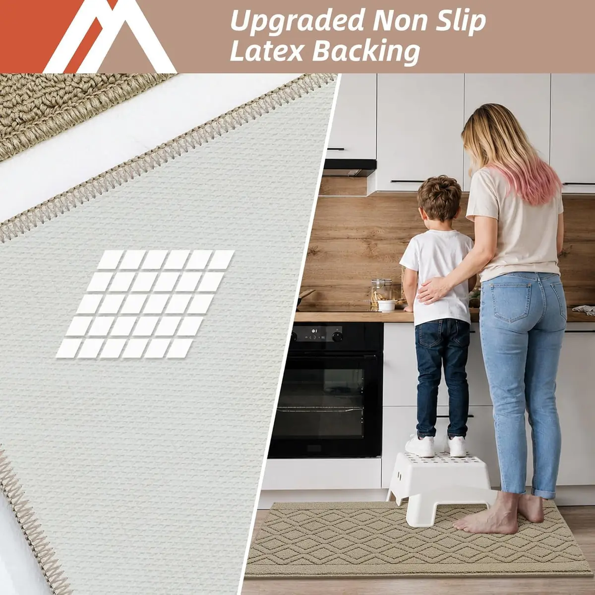 COSY HOMEER Kitchen Rug Mats 48x20/30x20 Inch Beige | Non-Slip Washable Floor Cover - view 3