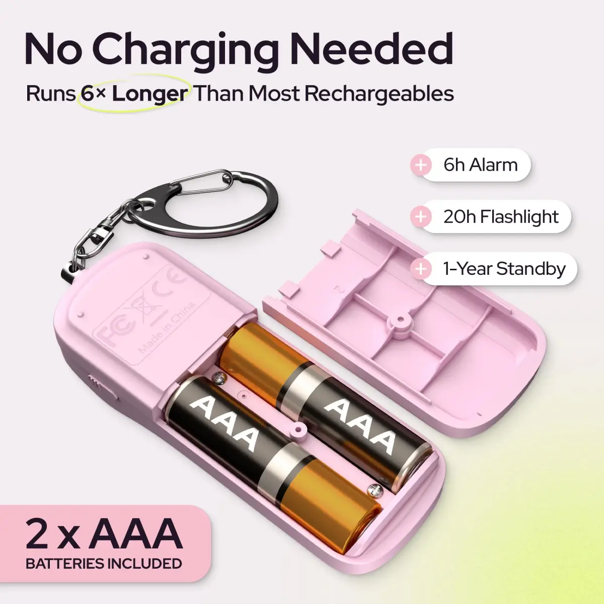 WETEN Personal Safety Alarm Keychain for Women, 130dB Siren, LED Light, Pink | Loud Siren & LED for Instant Alert - view 4