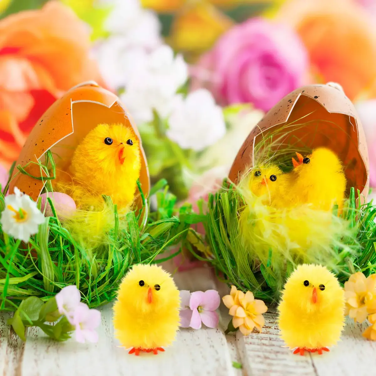 TUPARKA 46 Pcs Mini Easter Chicks 3.5cm (1.4 inch) | Yellow Chenille Plush Figures for Party & Egg Decoration - view 4