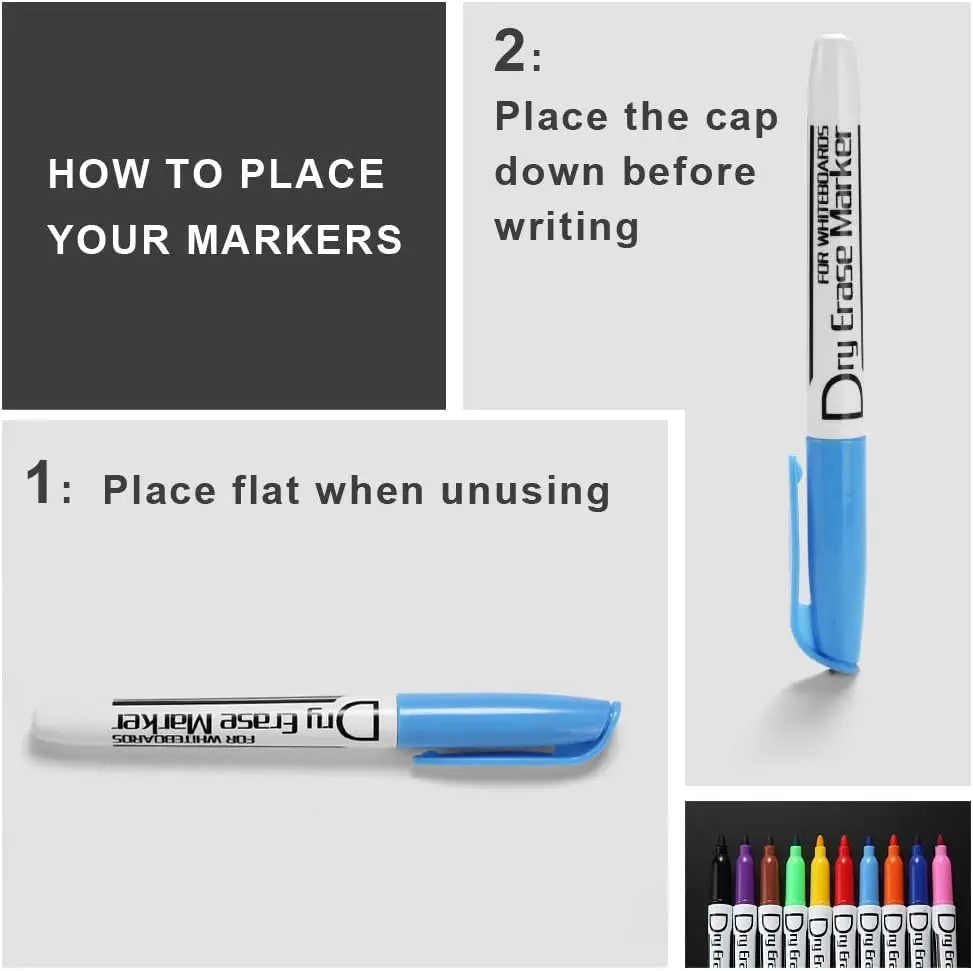 Volcanics Fine Tip Dry Erase Markers, Low Odor, 10 Colors, 125-Pack | Bulk Pack Marking Pen for Students & Office - view 8