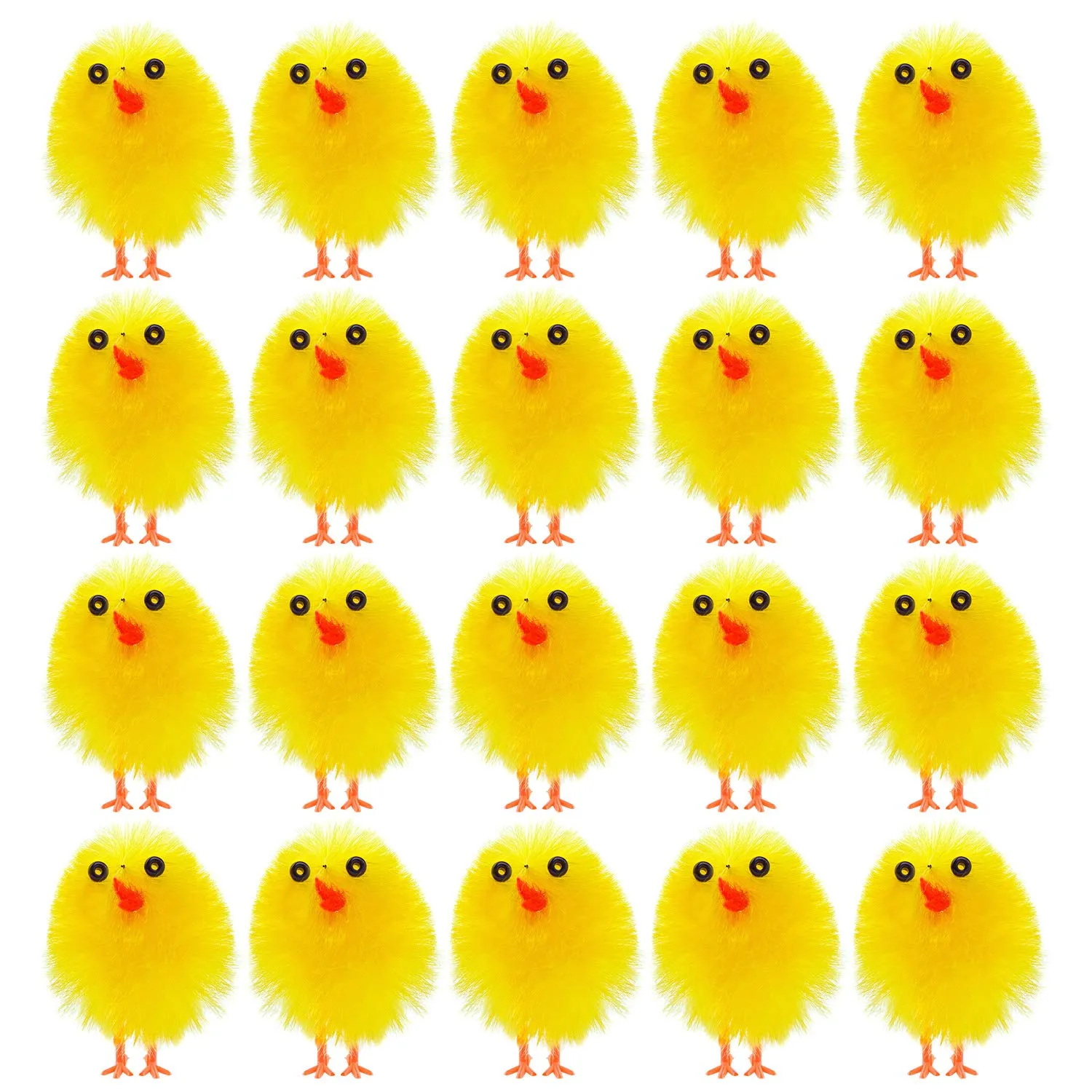 TUPARKA Yellow Mini Easter Chicks with Carrying Basket, 20Pcs (3.5cm Tall) | Cute Plush Figures for Party Decor - main product image