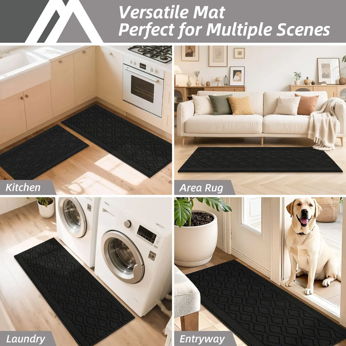 COSY HOMEER 48x20Inch/30x20Inch Kitchen Rug Mats,Black | Durable, Washable & Anti-Slip for Indian Kitchens - view 7