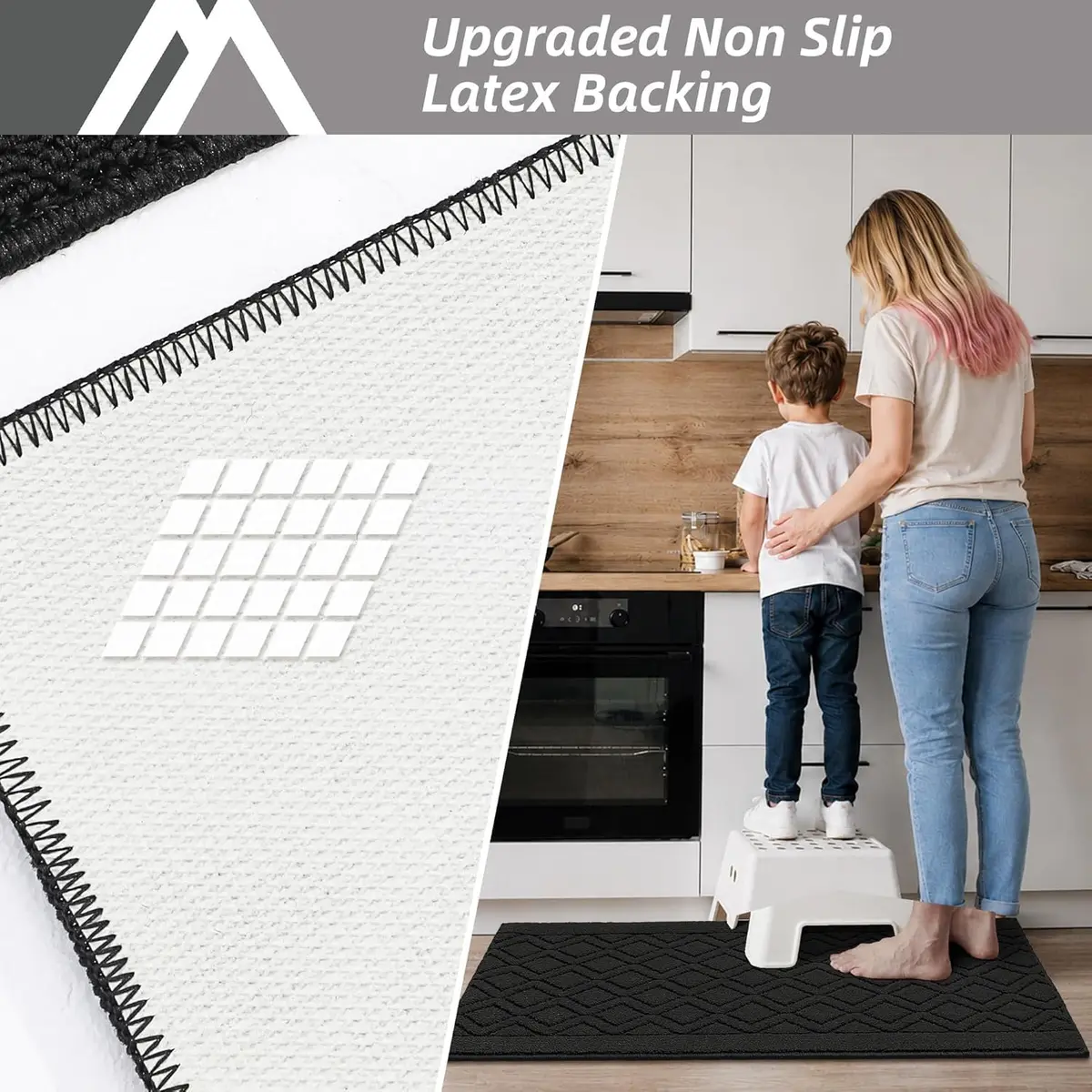 COSY HOMEER 48x20Inch/30x20Inch Kitchen Rug Mats,Black | Durable, Washable & Anti-Slip for Indian Kitchens - view 3