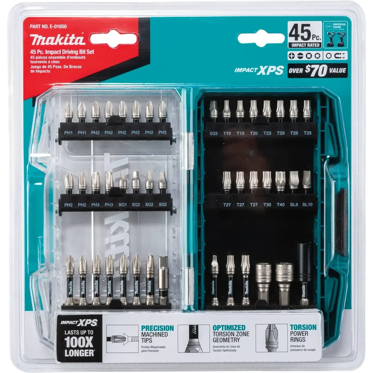 Makita Impact XPS™ 45 Pc. Impact Bit Set | Alloy Steel, Matte Nickel Finish, 1.28 lbs - view 4