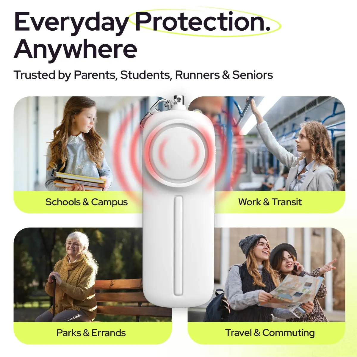 Weten Personal Safety Alarm Keychain White | 130dB Siren, LED Light, Panic Pin, TSA-Approved, 2xAAA Batteries Included - view 6