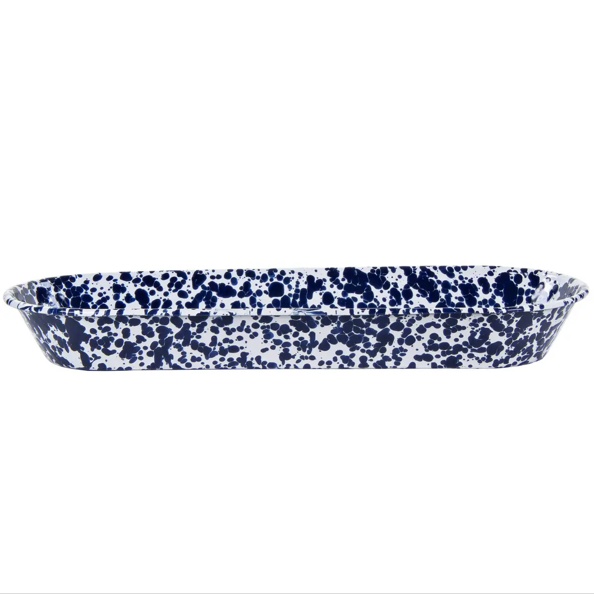 Golden Rabbit Enamelware Oval Basket 16 x 6 inch Cobalt Swirl | Handcrafted Serving & Storage - view 2