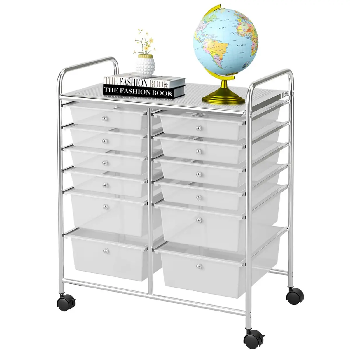 HAPPYGRILL 12-Drawer Storage Cart 25in x 15in x 29.5in | Durable Steel & Plastic - main product image