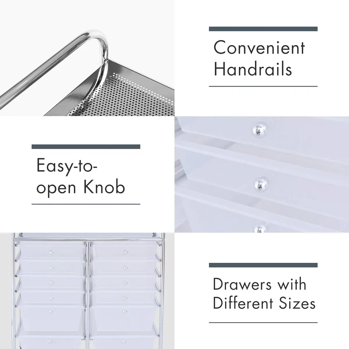 HAPPYGRILL 12-Drawer Storage Cart 25in x 15in x 29.5in | Durable Steel & Plastic - view 5