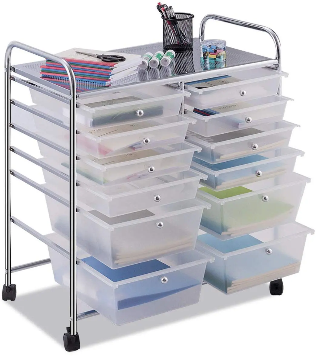 HAPPYGRILL 12-Drawer Storage Cart 25in x 15in x 29.5in | Durable Steel & Plastic - view 8