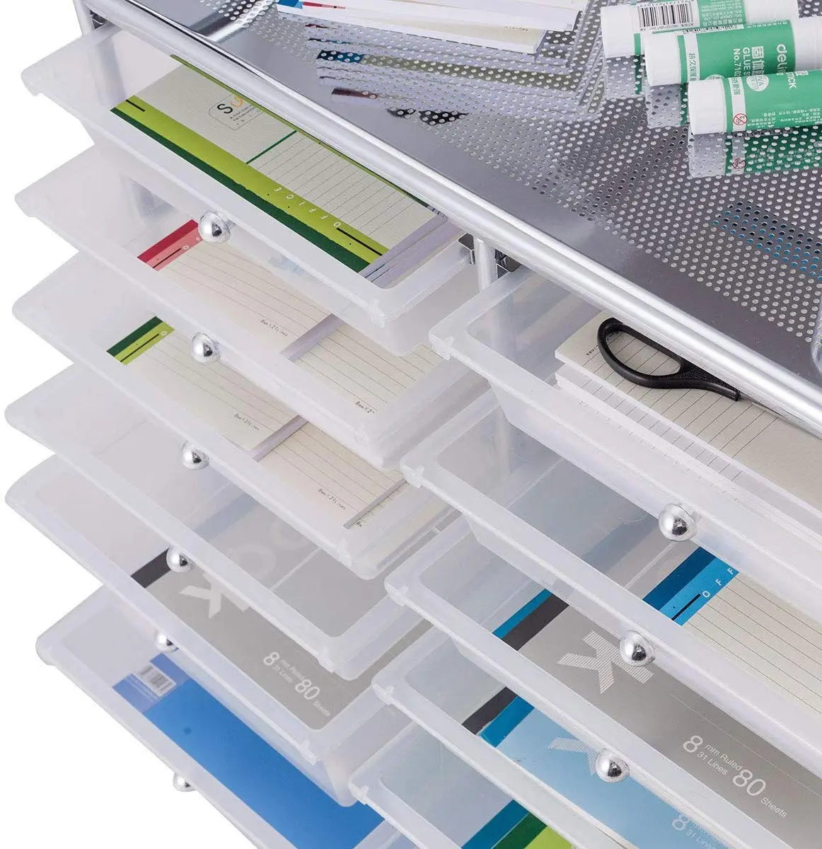 HAPPYGRILL 12-Drawer Storage Cart 25in x 15in x 29.5in | Durable Steel & Plastic - view 4