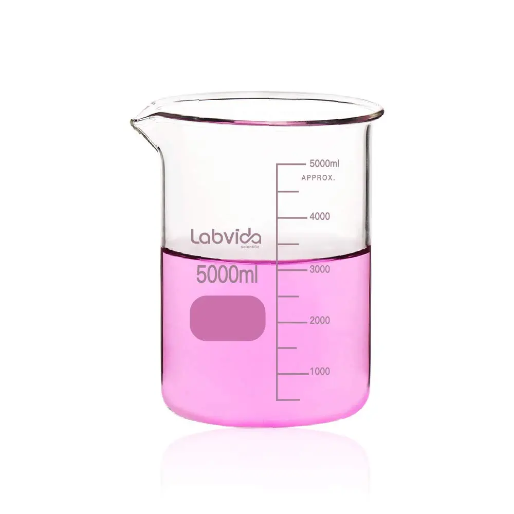 Labvida Griffin Low Form Glass Beaker 5000ml | ASTM E960 Compliant, Borosilicate, High-Temperature Resistance - main product image