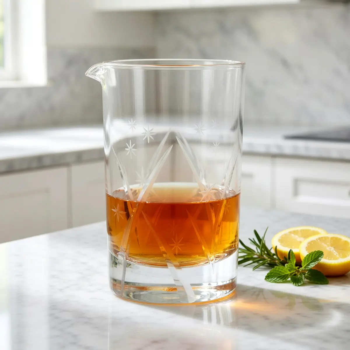 Homestia 700ml (24 Oz) Snowflake Crystal Mixing Glass | Seamless Lead-Free Crystal Bartender Glass - view 8