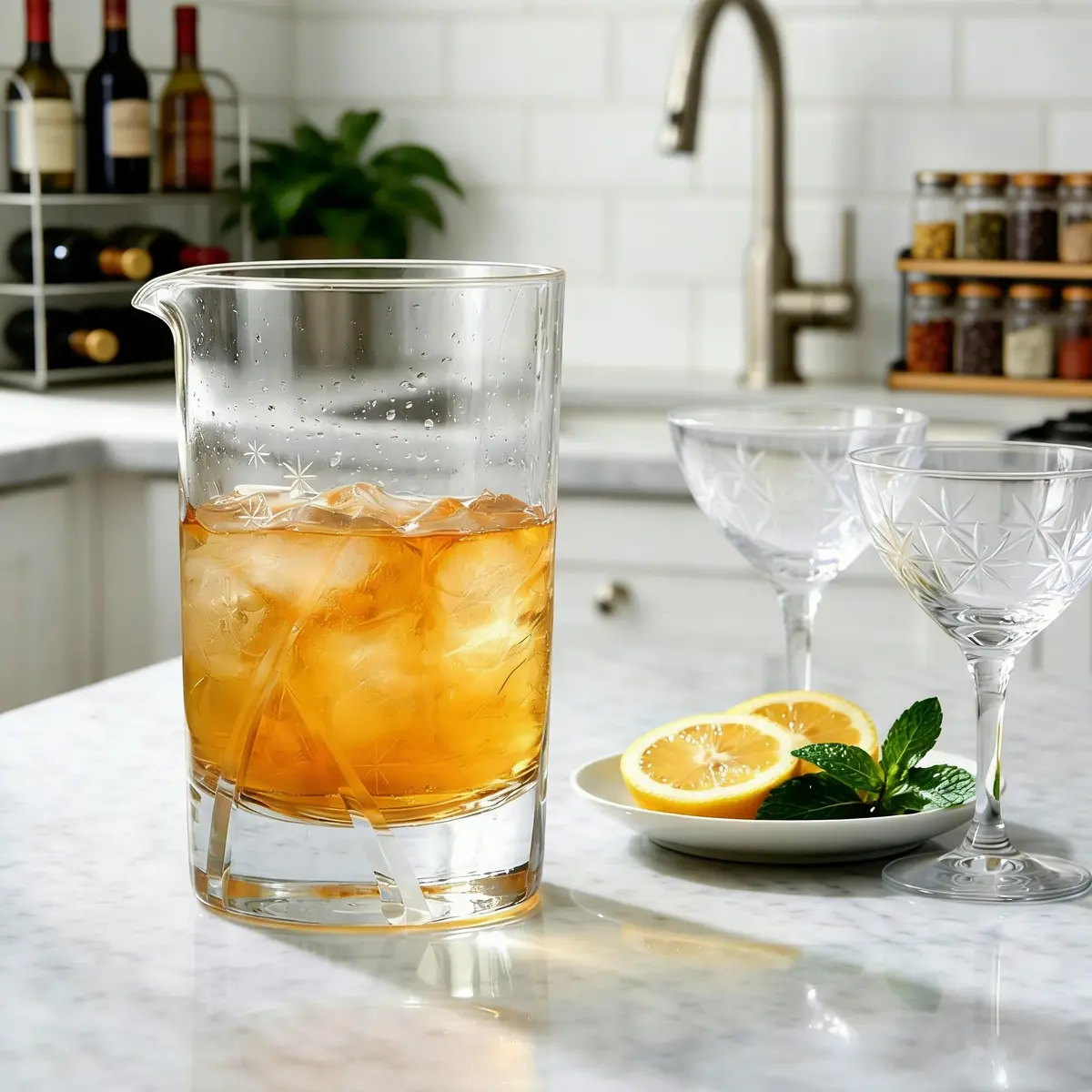 Homestia 700ml (24 Oz) Snowflake Crystal Mixing Glass | Seamless Lead-Free Crystal Bartender Glass - view 3