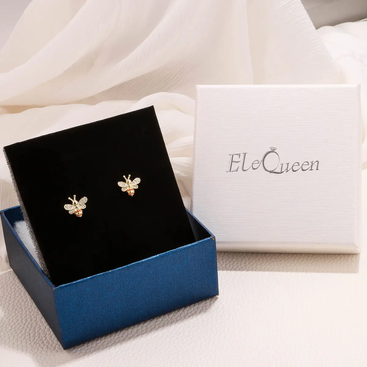 EleQueen 925 Sterling Silver CZ Tiny Bumblebee Stud Earrings | Gold Tone Jewelry Gift for Women - view 6