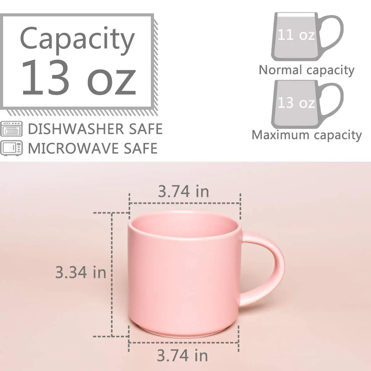 Bosmarlin Matte Ceramic Coffee Mug 385ml (13 oz) | Dishwasher & Microwave Safe - view 2