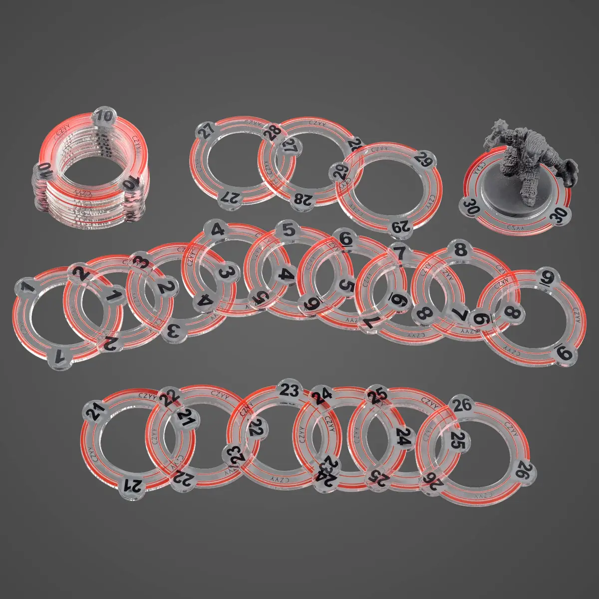 CZYY Numbered Monster Rings, 30 Acrylic RPG Miniature Markers (25mm Inner Diameter, 38mm Outer Diameter) - main product image
