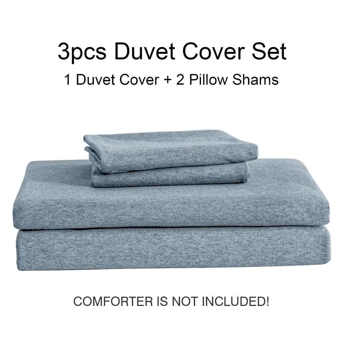 PURE ERA Jersey Knit Duvet Cover Set Heather Blueish Grey King | Soft, Breathable Cotton Bedding - view 6