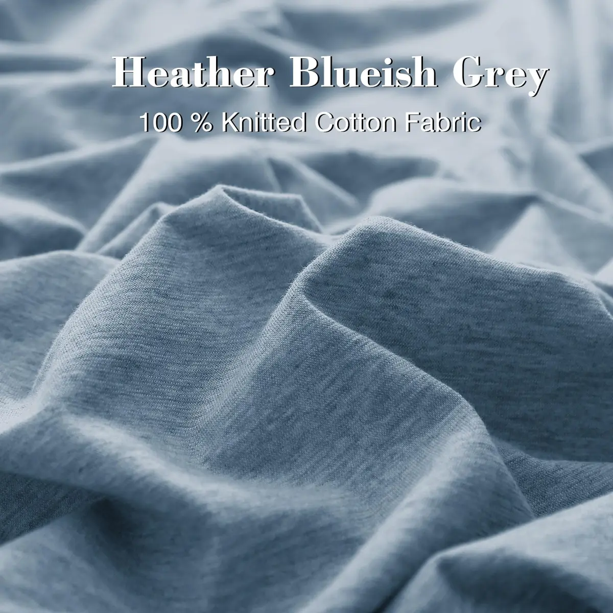 PURE ERA Jersey Knit Duvet Cover Set Heather Blueish Grey King | Soft, Breathable Cotton Bedding - view 7