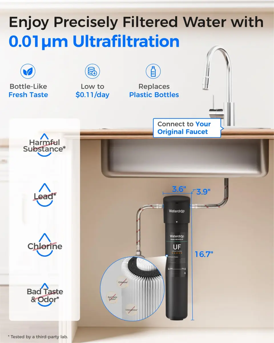 Waterdrop 15UA-UF Ultra Filtration Under Sink Water Filter System 19,000 Gallons (71,942 L) | Reduces Lead, Chlorine, Bad Taste & Odor - view 2