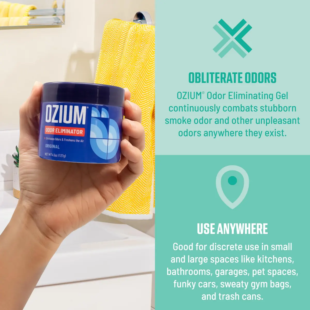 Ozium Outdoor Essence Odor Eliminating Gel 4.5 Oz (128g) | Eliminates Smoke, Pet & Musty Odors - view 3