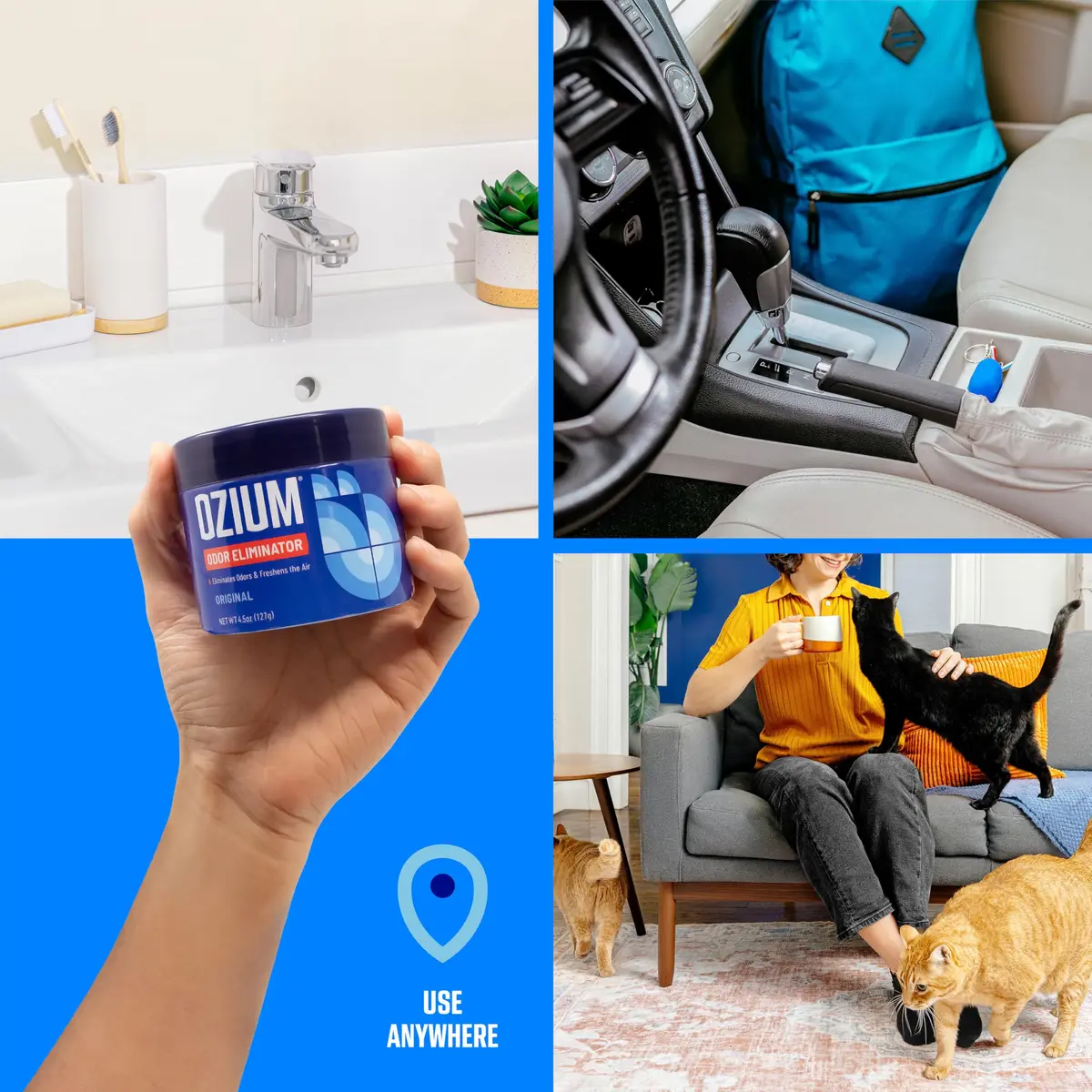 Ozium Odor Eliminating Gel Air Freshener Alternative 4.5 Oz (128g) Pack of 4 | Eliminates Stubborn Smoke Odors - view 4