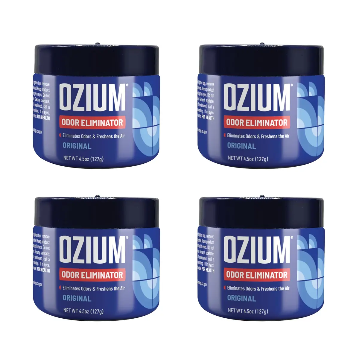 Ozium Odor Eliminating Gel Air Freshener Alternative 4.5 Oz (128g) Pack of 4 | Eliminates Stubborn Smoke Odors - main product image