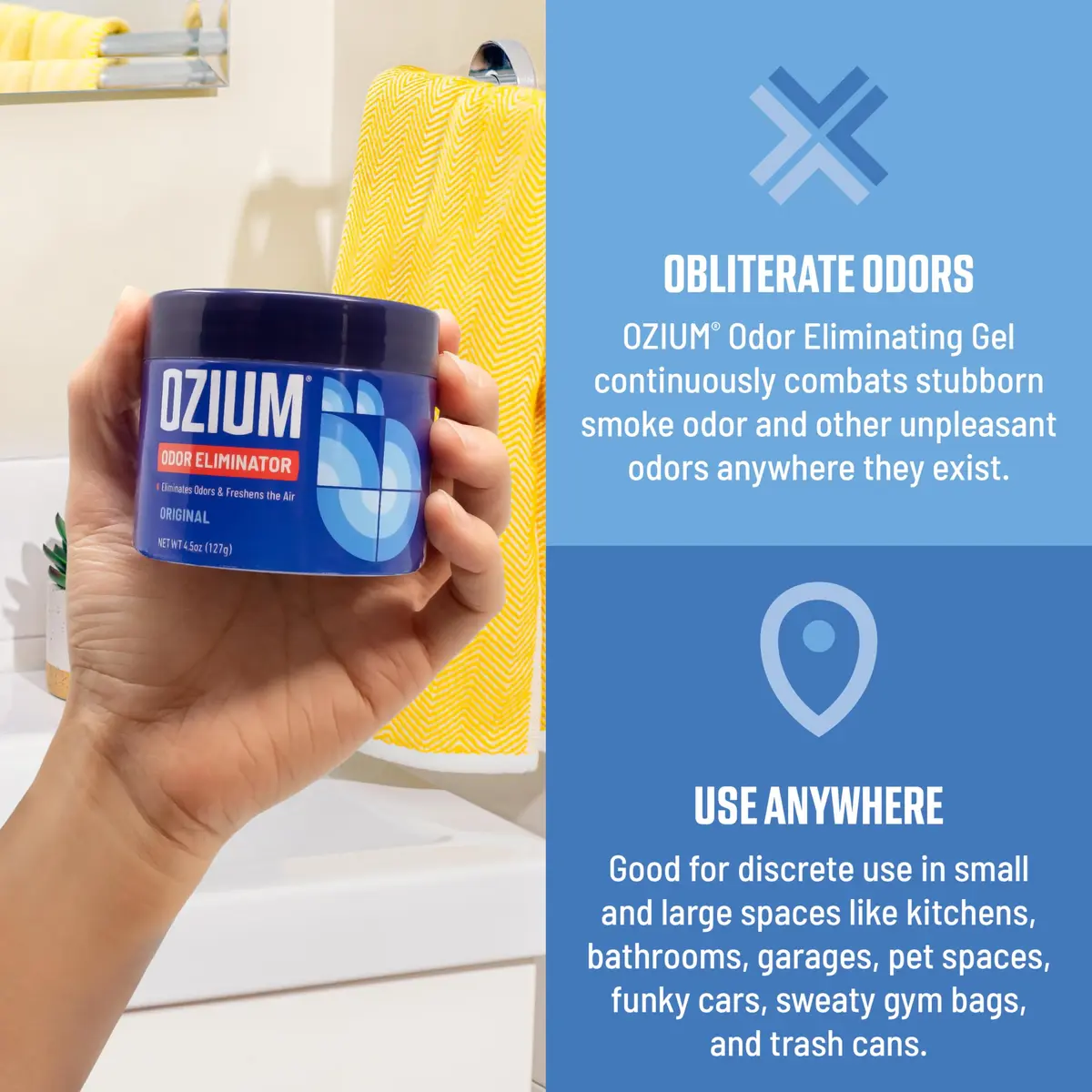 Ozium Odor Eliminating Gel Air Freshener Alternative 4.5 Oz (128g) Pack of 4 | Eliminates Stubborn Smoke Odors - view 3