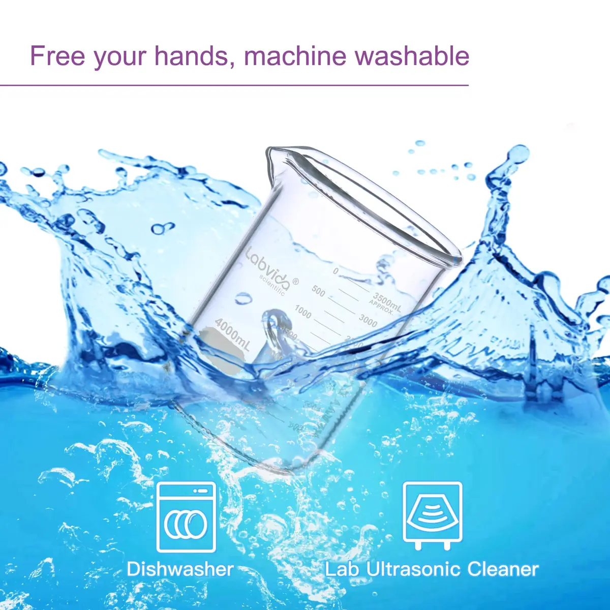 Labvida 12pcs 100ml Thick Glass Beakers | ASTM E960 Compliant, Low Form, Double Scale - view 5