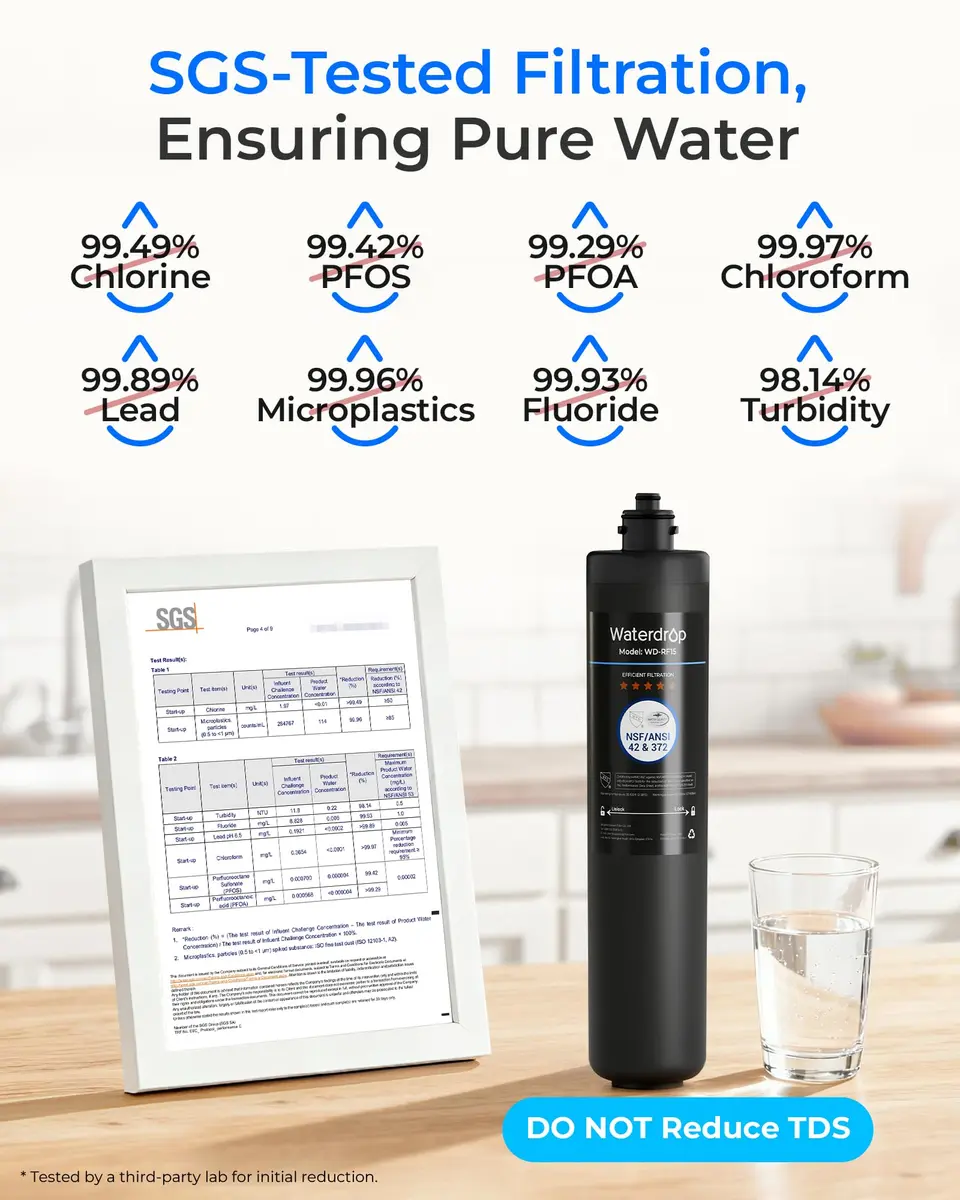Waterdrop RF15 Under Sink Water Filter Replacement | Reduces PFOA/PFOS, PFAS, Lead, Chlorine, Bad Taste & Odor, 19,000 Gallons - view 4