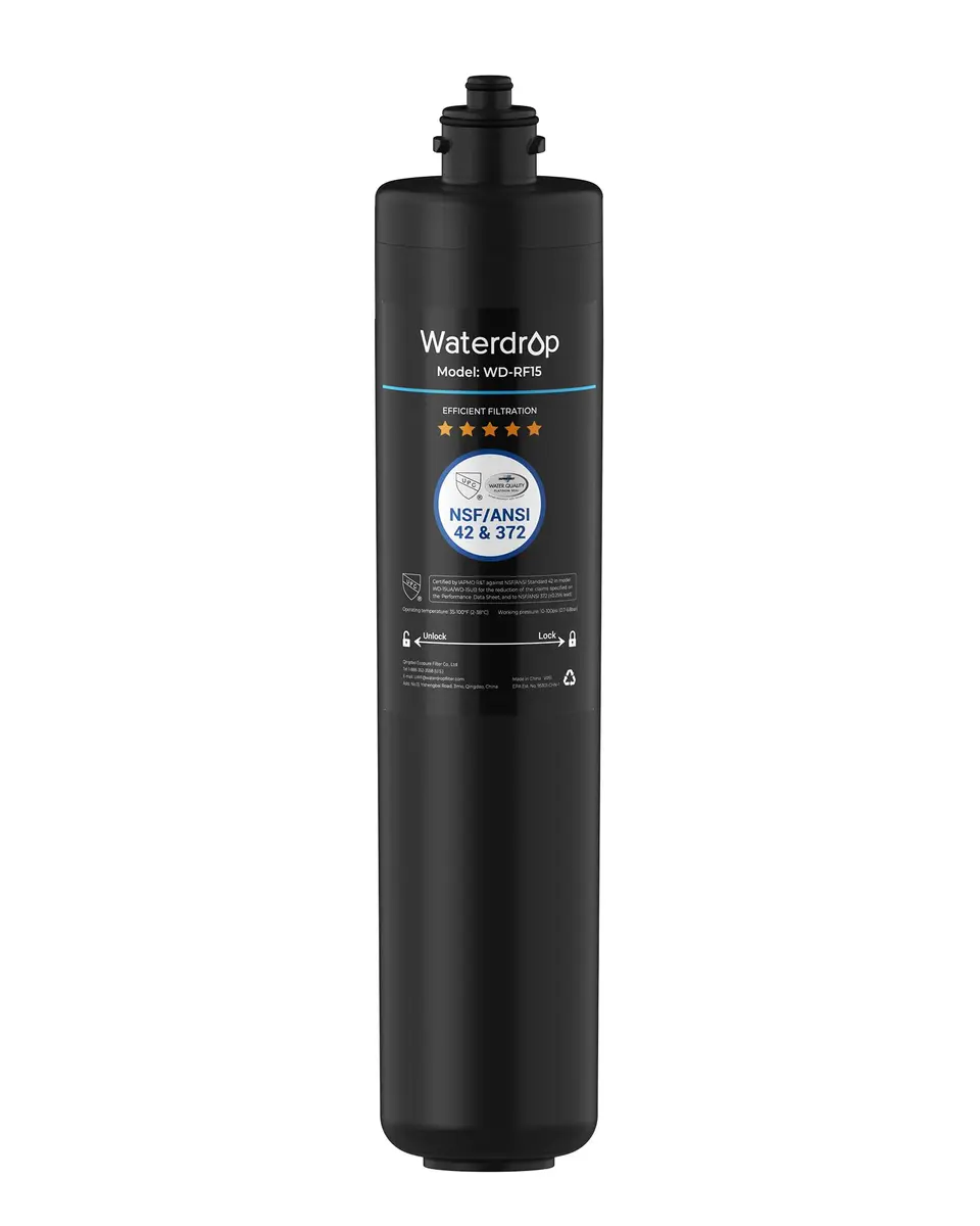Waterdrop RF15 Under Sink Water Filter Replacement | Reduces PFOA/PFOS, PFAS, Lead, Chlorine, Bad Taste & Odor, 19,000 Gallons - main product image