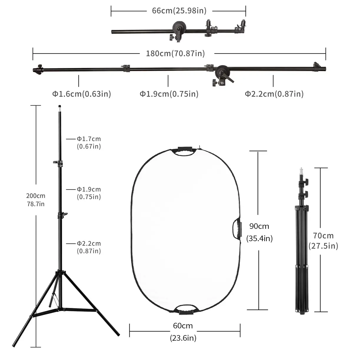 Selens Photography Reflector Stand Kit, 24x36 in 5-in-1 Reflectors | Portable, Adjustable, for Studio & Outdoor Use - view 6