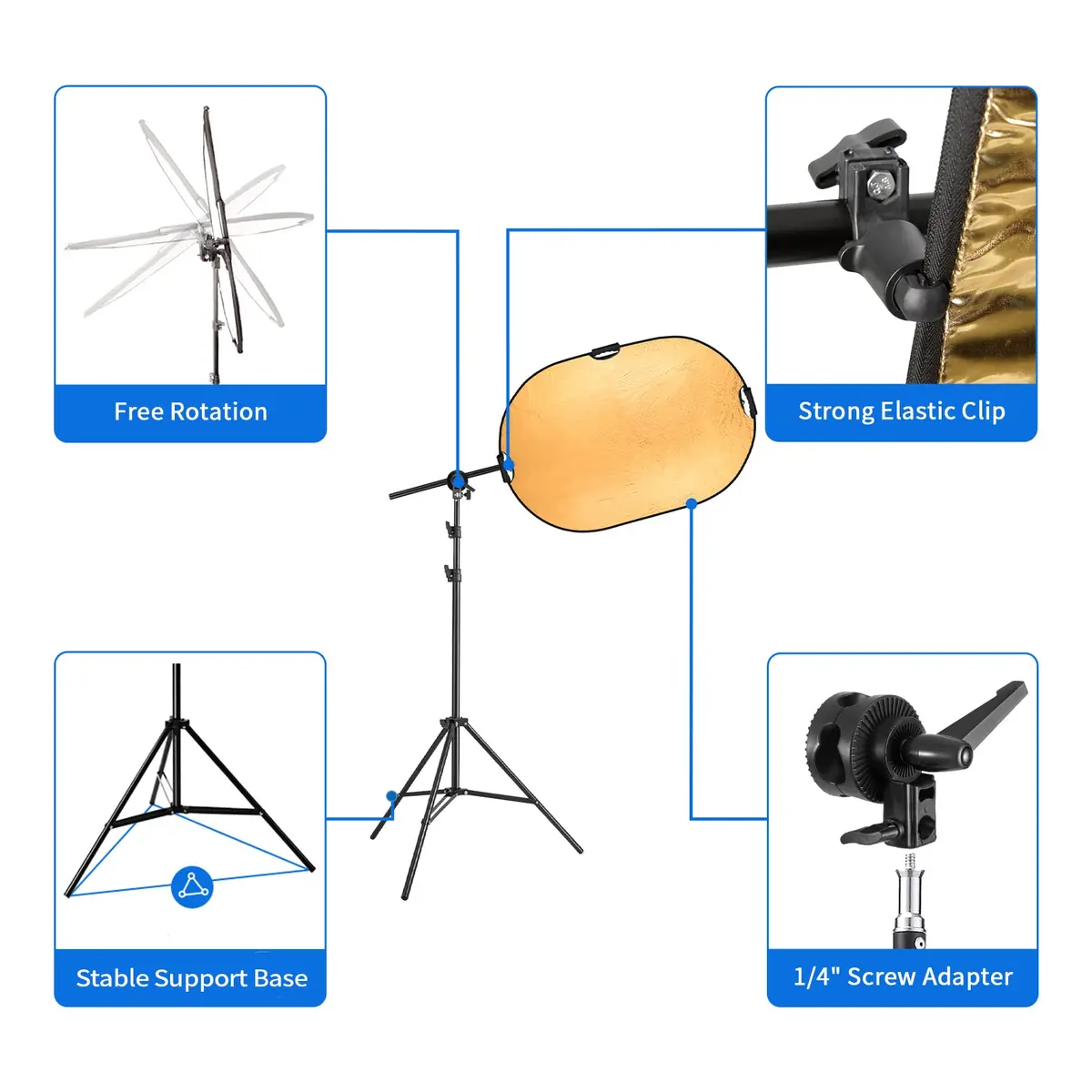 Selens Photography Reflector Stand Kit, 24x36 in 5-in-1 Reflectors | Portable, Adjustable, for Studio & Outdoor Use - view 4