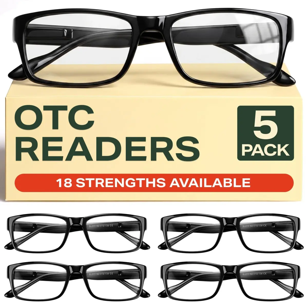 Gaoye Blue Light Blocking Reading Glasses 5-Pack | 4.0 Magnification, Polycarbonate Lenses - main product image