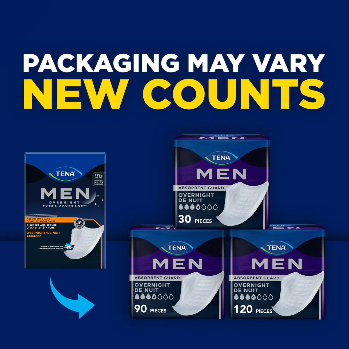 TENA Men Incontinence Guards, Overnight Absorbency & Odor Control | Discreet, Secure Fit for Men - view 2