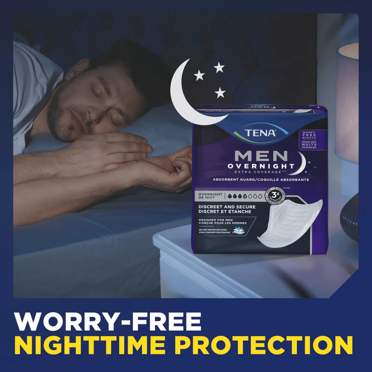 TENA Men Incontinence Guards, Overnight Absorbency & Odor Control | Discreet, Secure Fit for Men - view 3