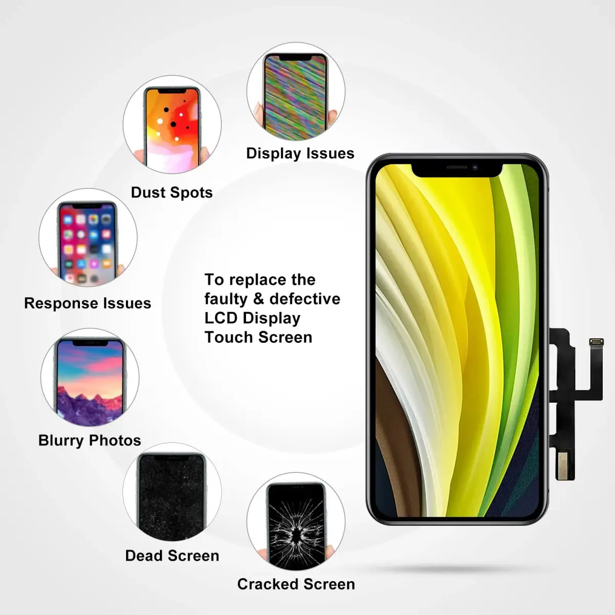 LL TRADER Black iPhone 14 Screen Replacement 6.1" FHD LCD Display with Repair Kit - view 5