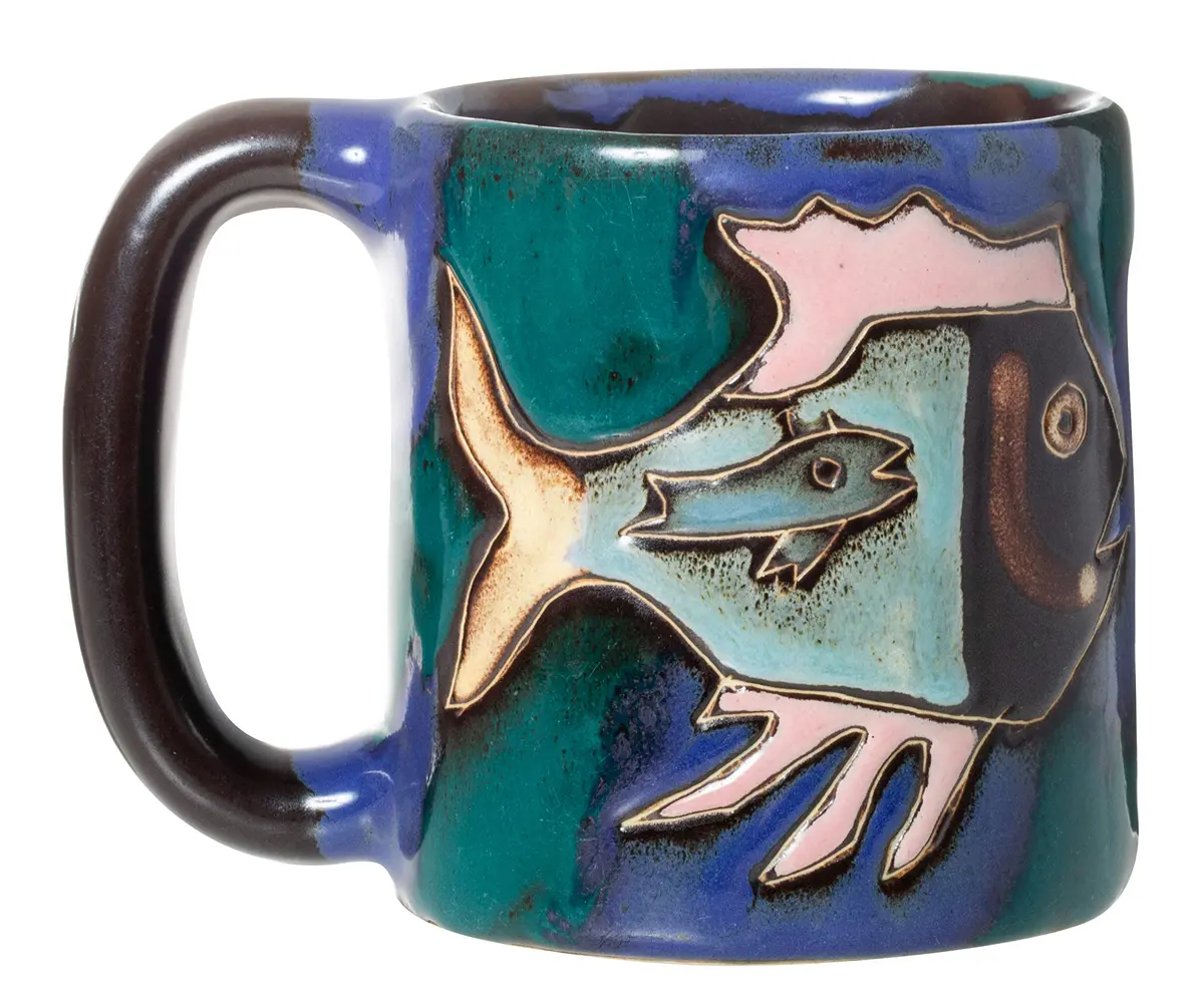 Stoneware Fish in Sea 16oz Mug | Handcrafted Ocean-Themed Coffee Cup - main product image