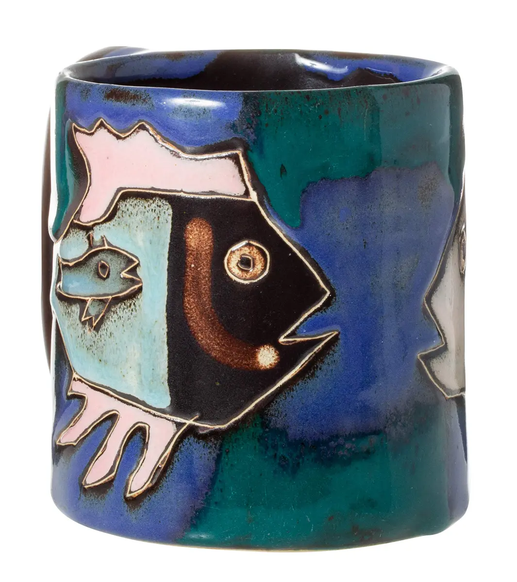 Stoneware Fish in Sea 16oz Mug | Handcrafted Ocean-Themed Coffee Cup - view 2