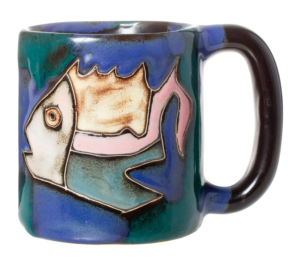 Stoneware Fish in Sea 16oz Mug | Handcrafted Ocean-Themed Coffee Cup - view 4