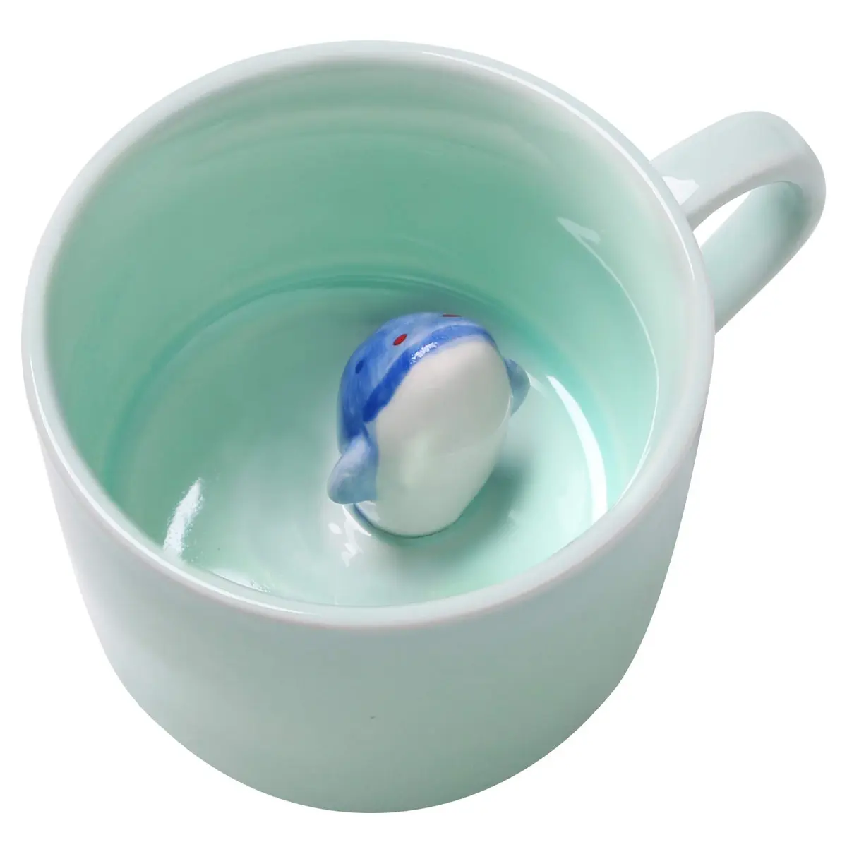 Lemon Park Dolphin Ceramic Cup Hidden 3D Animal Inside Mug 230ml (8 oz) | Hand-Painted Surprise Inside - main product image